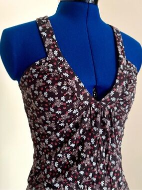 Oilily Ditsy Floral Ruched Halter/V-Neck Tank Top S